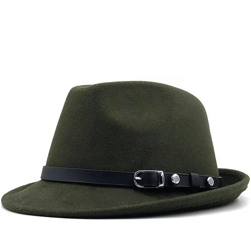 Breda Brim Hats Men's Winter Autumn White Feminino filt Fedora Hat For Gentleman Wool Bowler Homburg Jazz Storlek 56-58cm SCOT222437