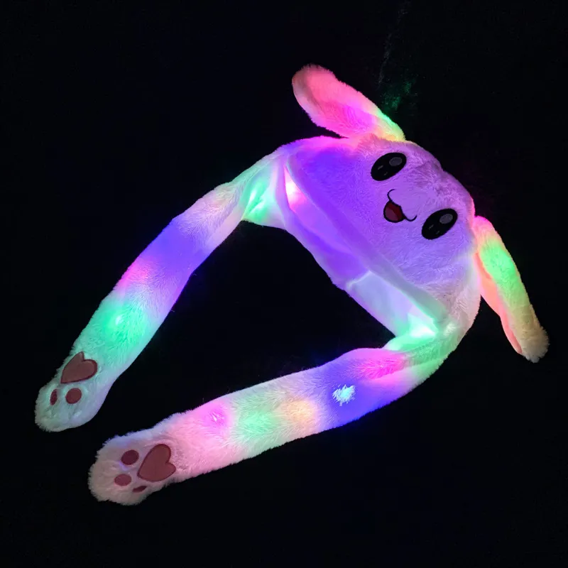 Glowing Plush Moving Rabbit Hat and Ear Bunny Cosplay Christmas Party Holiday 518 Years Adult 220602