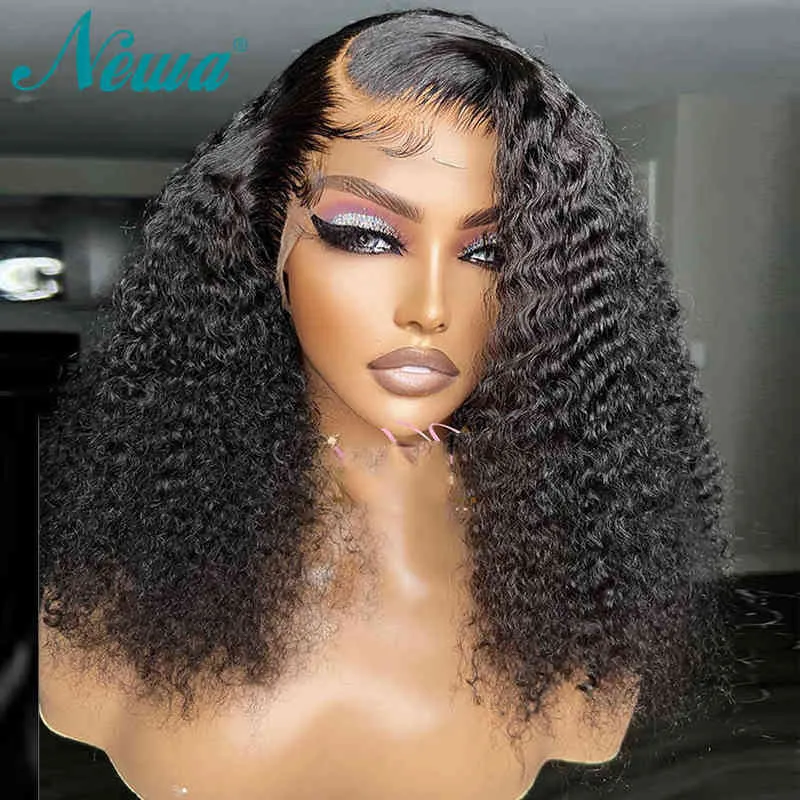 Newa Hair Lace Front Human Wigs Curly Peruvian Wig Pre Plucked 13x4 Frontal for Women Transparent 220622
