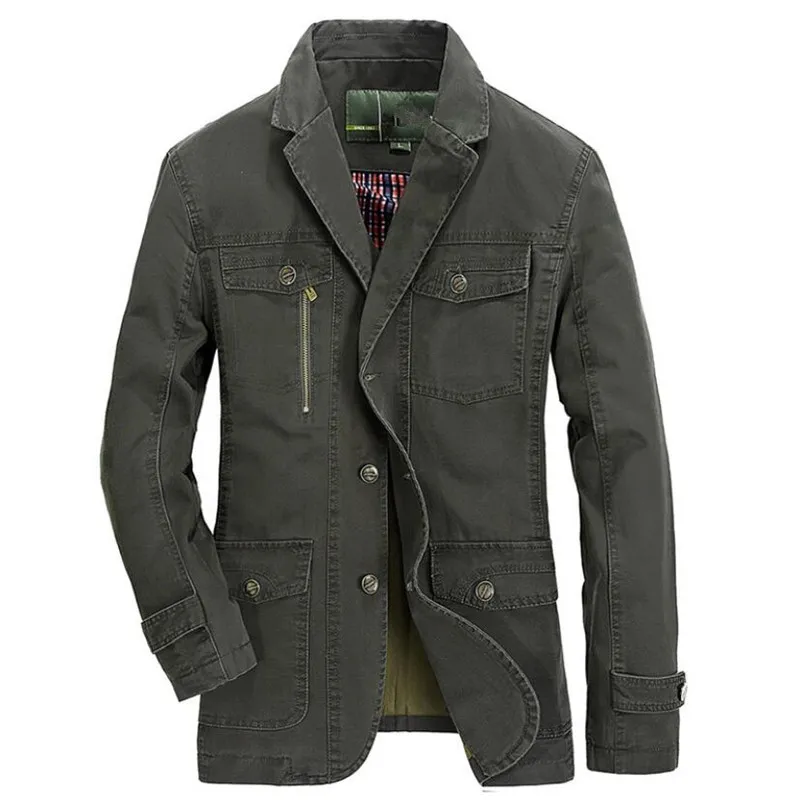 Spring Autumn Military Blazer Jacket Men Casual Cotton Washed Coats Army Bomber Suit Jackets Cargo Trench Plus Size 5XL 220727
