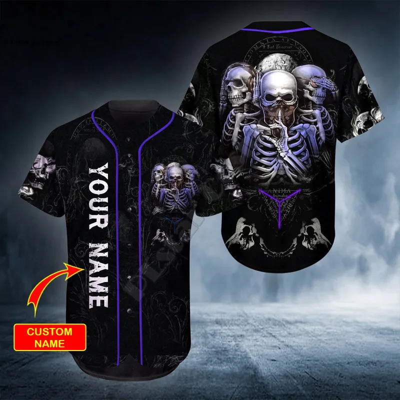 PLstar Cosmos maillot de Baseball chemise roi Viking personnalisé votre nom imprimé en 3D taille américaine amour crâne cadeau hip hop hauts 220713