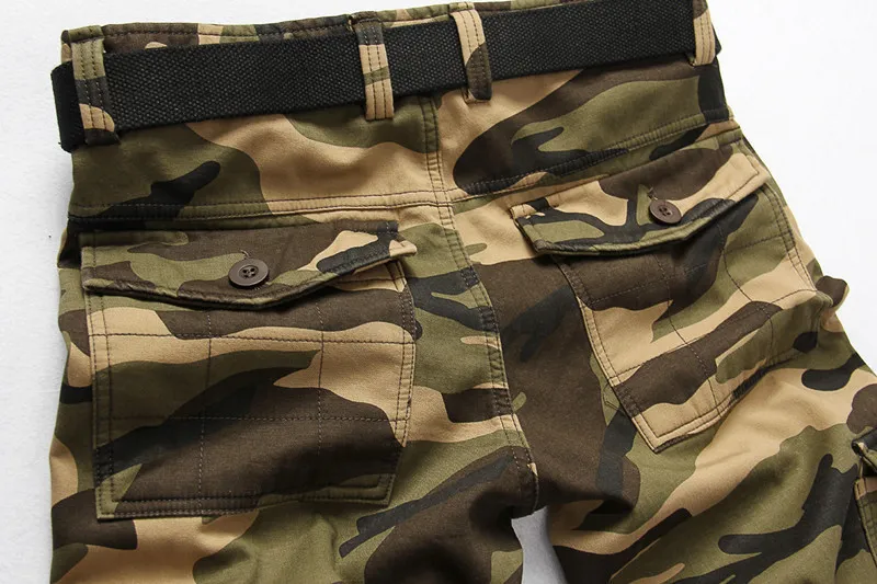 Fleece Cargo Byxor Män Casual Loose Multi-Pocket Byxor Vinter Militär Army Combat Camouflage Tactical Pant Male Clothing 220330