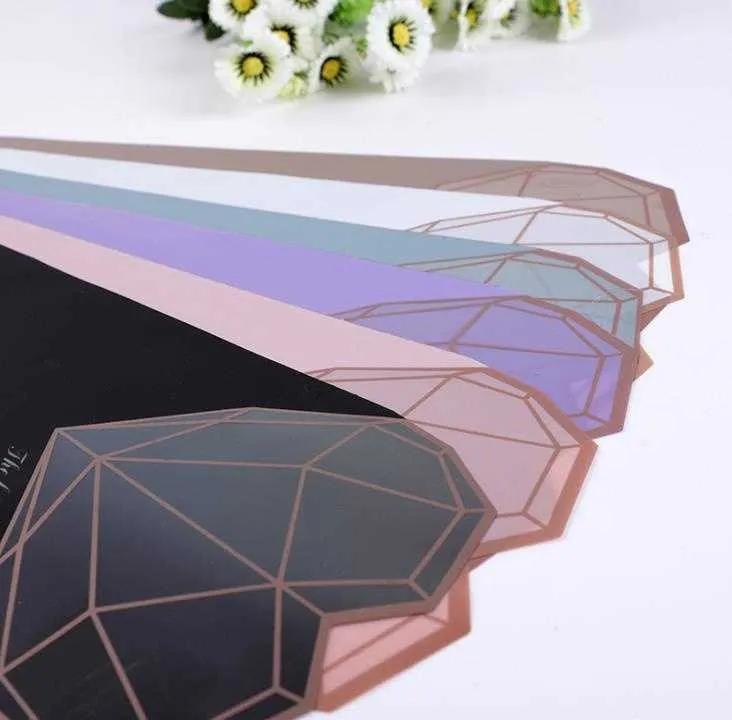 ギフトパッケージ透明なポリバッグローズブーケ花包装用カラフルなハートパターンセロファンバッグ