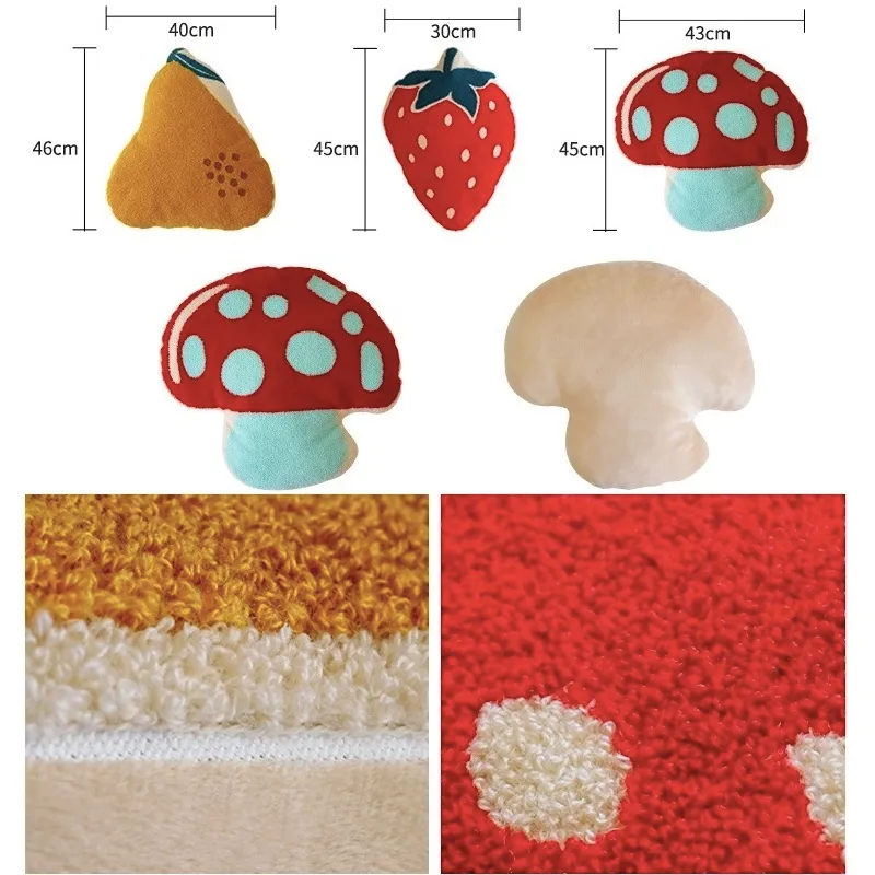 Dunxdeco fruktkudde dekorativa kudde kärlek nuvarande mjuk söt svamp jordgubbe pärla soffa stol sängkläder dekorera kusin 220402