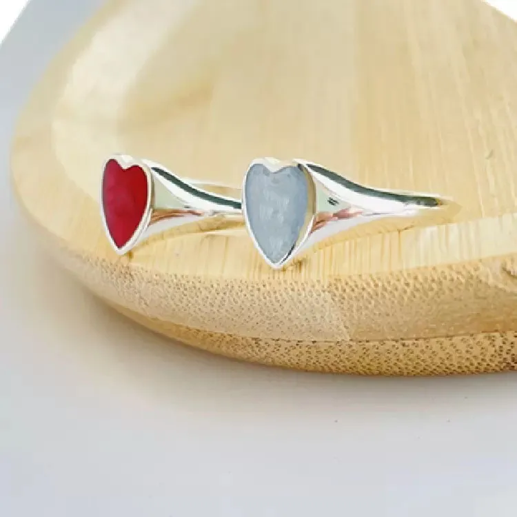 Nouveaux bijoux Blue Peach Ring Heart 925 Silver Red Email Love Love Men's and Women's Same Type Couple Pair Index Finger221s
