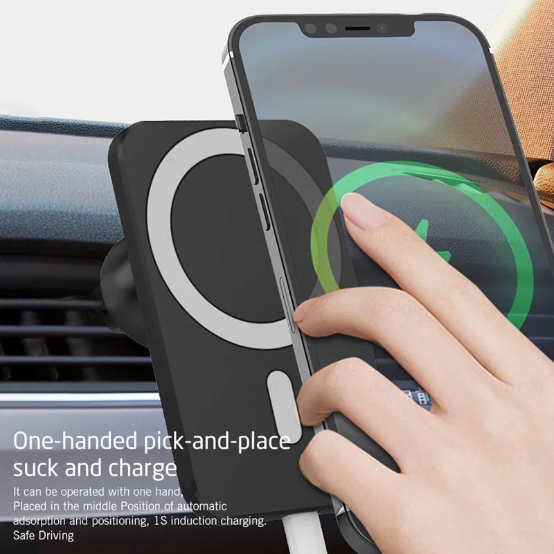 15W QI Magnetic Car Wireless Charger Air Vent Stand för Magsafe Phone 13 12 11 Pro X Max Snabbladdning Magnet Mount Auto Holder 220620