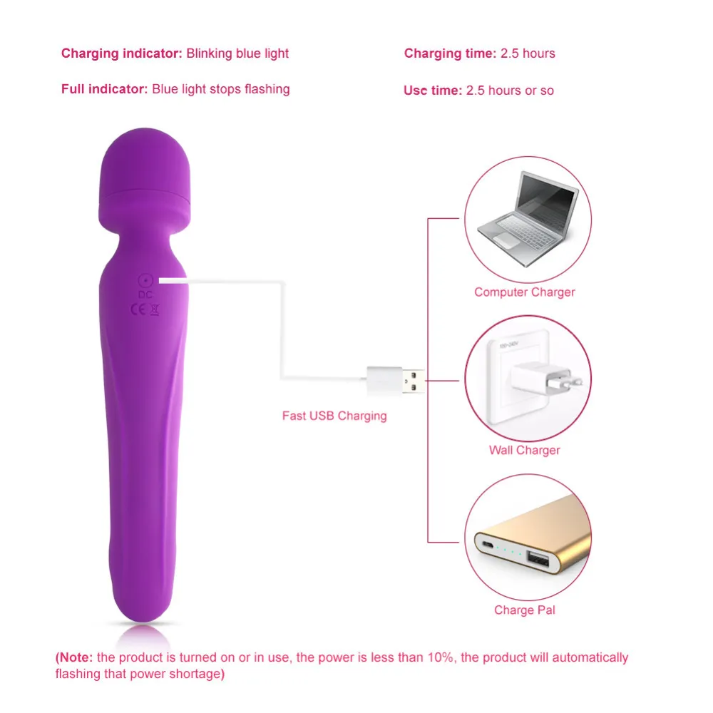 Autres articles de santé et de beauté chauffant un puissant vibrateur de baguette magique Oral USB Chargi