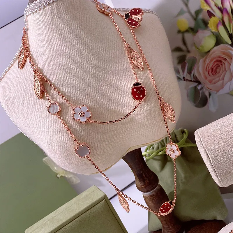 Hoge editie lange geluk lente hanger ketting parelmoer bloemen bedels klassieke designer sieraden Claasic Moederdag 2684