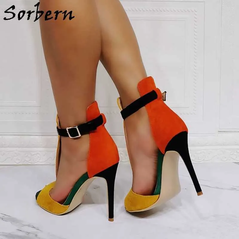 Sorbern الكلاسيكية النساء الصنادل t- حزام الخناجر الطرف الكعوب النساء الأحذية عارضة مخصصة متعدد الألوان