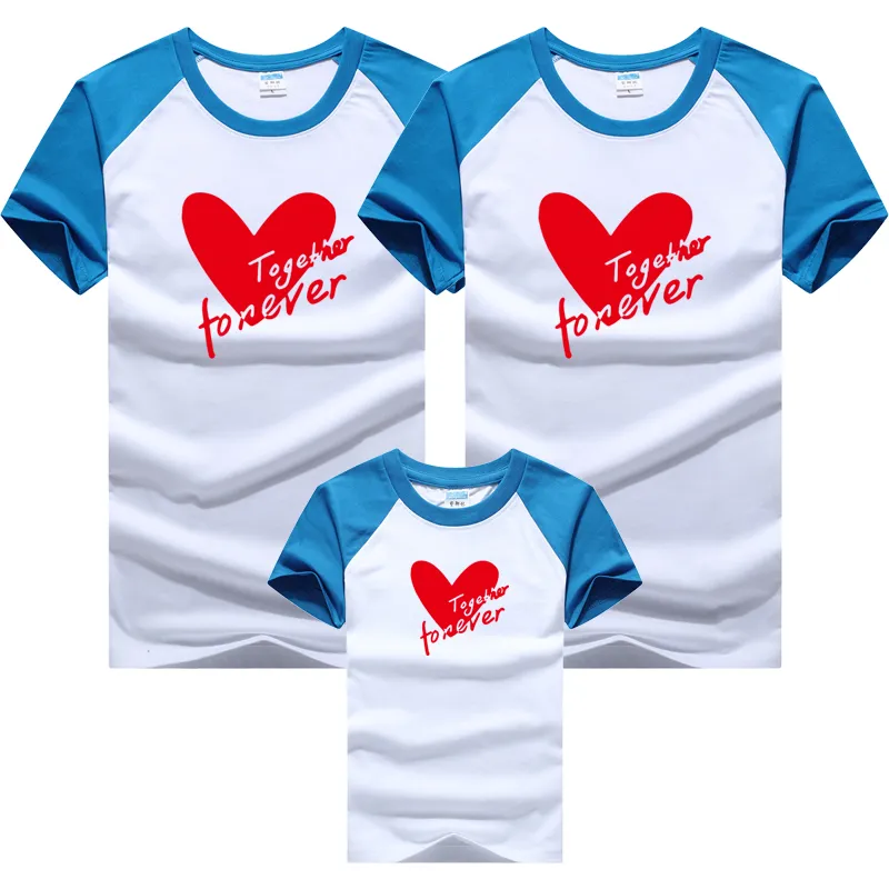 Ensemble pour toujours lettres père mère famille correspondant vêtements coton fille fils t-shirts hauts t-shirts Couple 220531