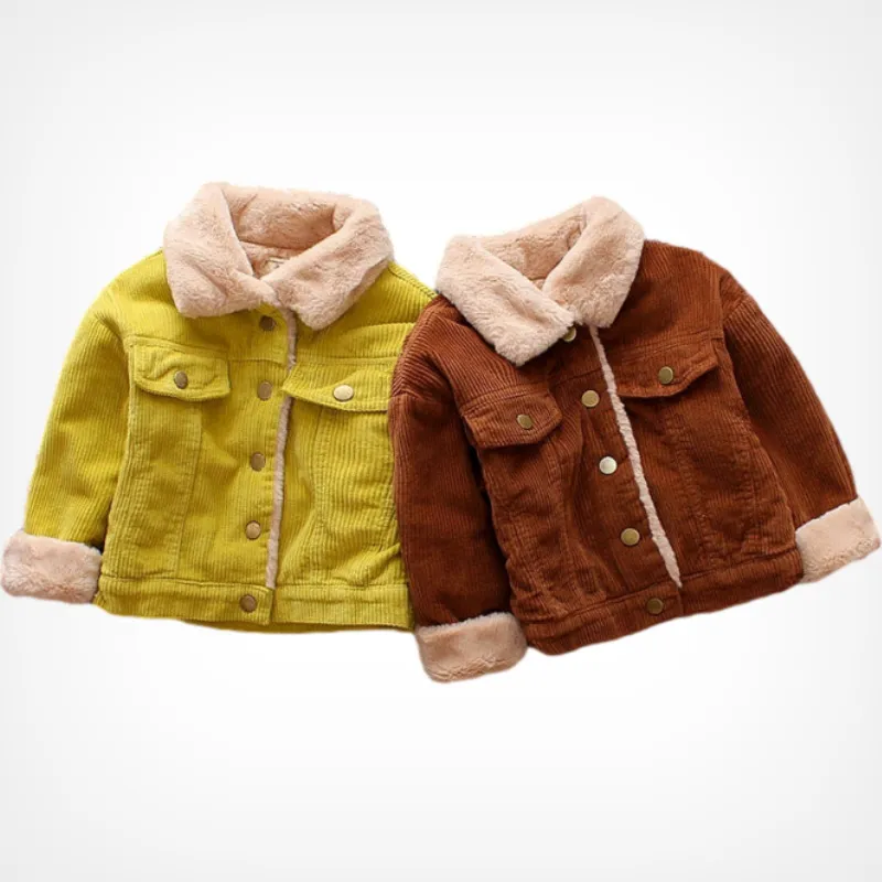 Manteau De Mode Bébé Fille Garçon Veste D'hiver En Velours Côtelé De Fourrure Épais Infant Toddler Enfant Manteau Chaud Bébé Outwear Vêtements De Haute Qualité 15Y 220826