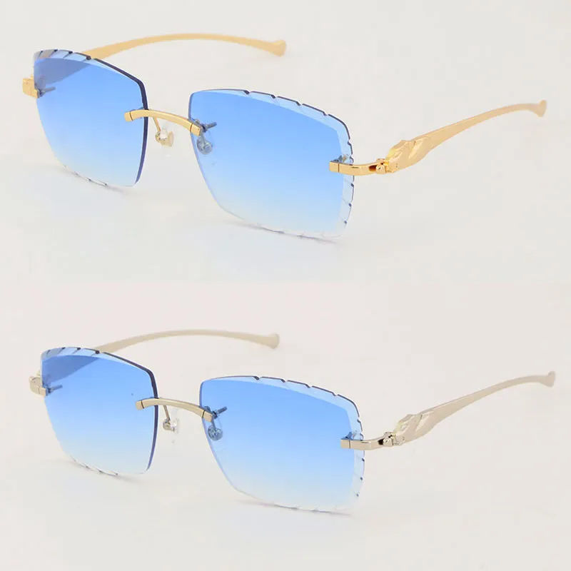 Selling Metal Rimless Leopard Series Sunglasses 3524012 Unique Oversized Shapes Large Square Gradient Lenses Surround Eyewear C De2663