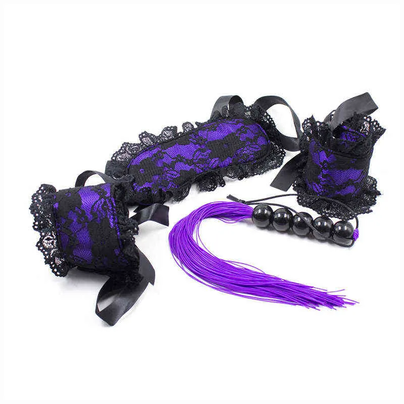 Nxy Sm Bondage Slave Restraint Tools Lace Handcuffs and Shackles Binding Lock Sex Toys Flirting220419