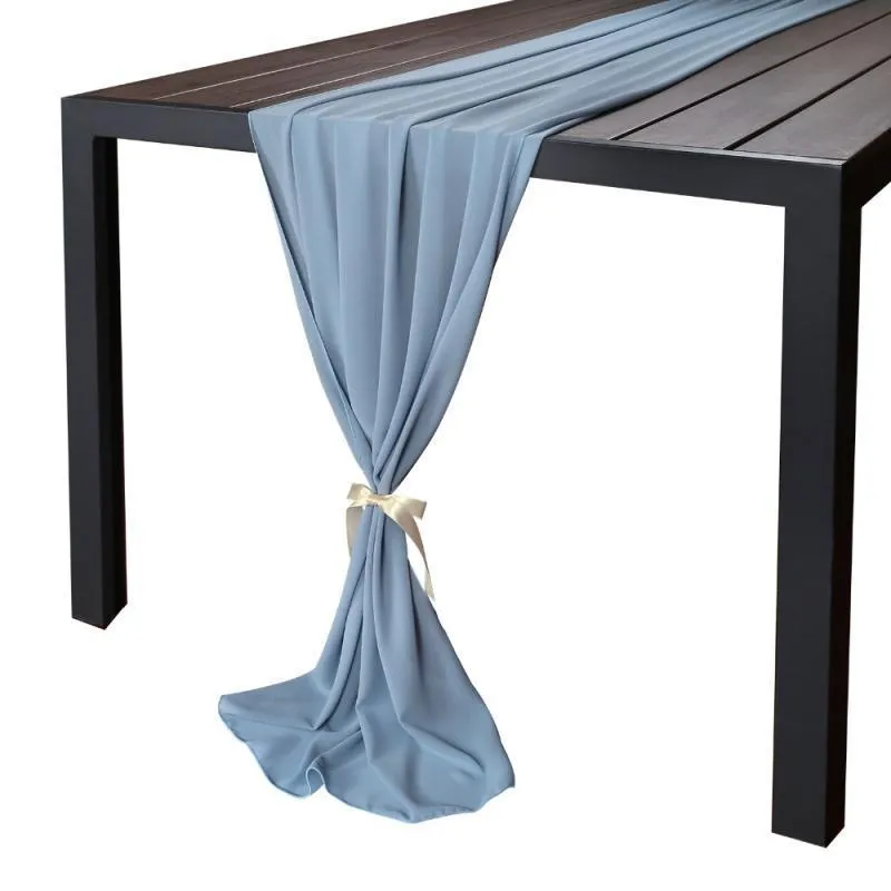 70 300cm Table Runner Luxury Soft Chiffon Fabric Tobre de mesa de festa Decoração de faixa para casa de festa 220615