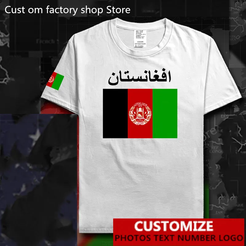 T-Shirt mit afghanischer afghanischer Landesflagge, kostenloses individuelles Jersey-DIY-Namensnummer 100, Baumwoll-T-Shirts 220616