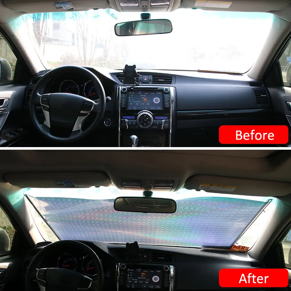 Parasole retrattile finestrino anteriore auto Parasole finestrino automatico in PVC Protezione anti-UV Visiera parasole Protezione UV