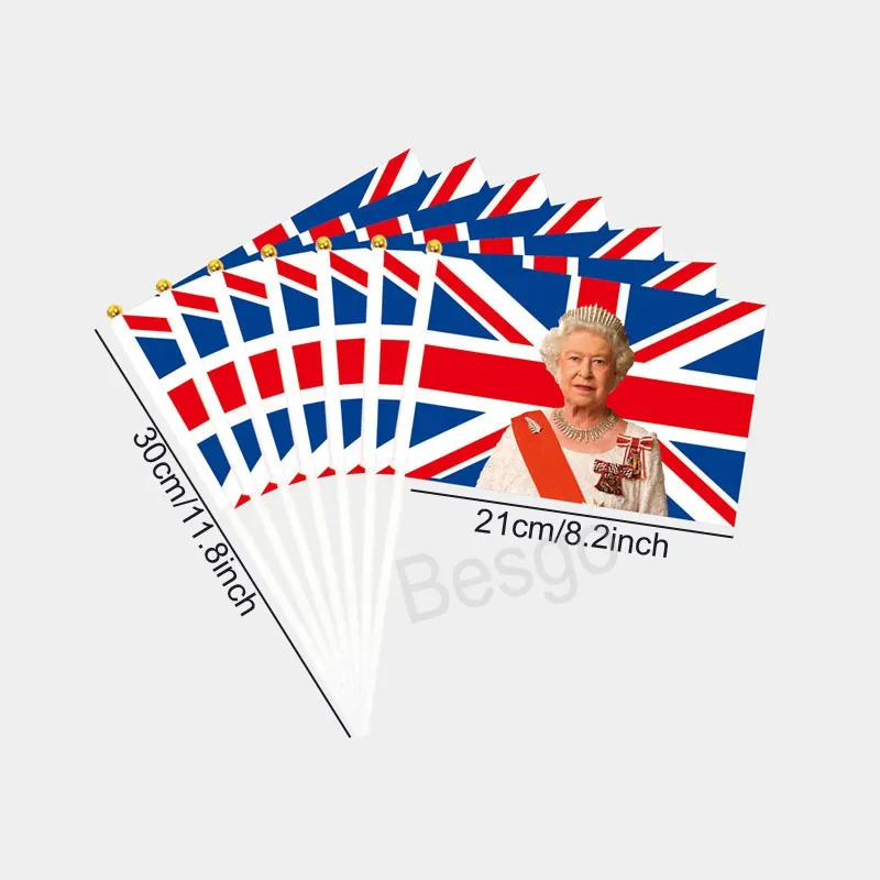 الذكرى الذكرى البريطانية الذكرى التلويح العلم 2022 الملكة إليزابيث الثانية راية الذكرى 70th أعلام تذكارية البريطانية مع سارية البريطانية BH6540 TYJ