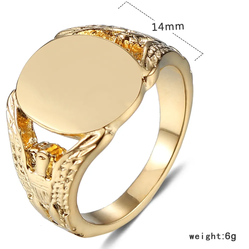 7-16 Multi Size Big Ring Male Female Stainless Steel Plated Gold Oval Shape Smooth Finger Jewelry Harmless Environmental Protectio239Z