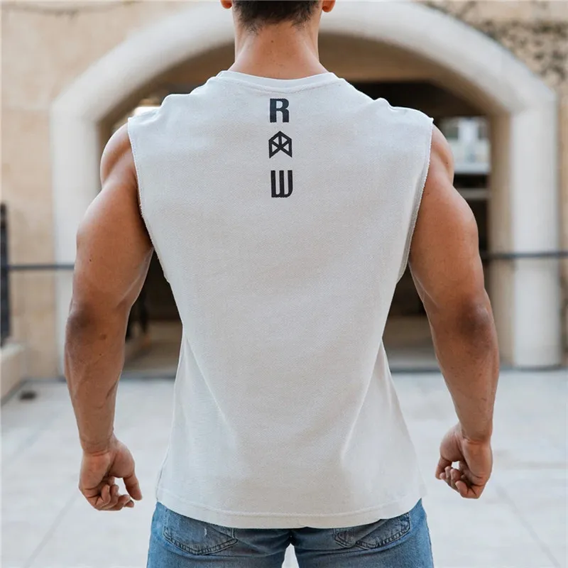 Yaz erkek tank üst pamuk egzersiz vücut geliştirme kolsuz gömlek spor fitness eğitimi baskılı erkek yelek rahat üst kıyafetler 220614