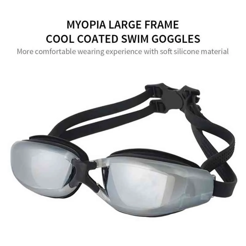 Lunettes de natation anti-buée pour adultes femmes hommes jeunesse galvanoplastie lunettes de natation lentille HD sans fuite lunettes de natation avec bouchons d'oreille G220422