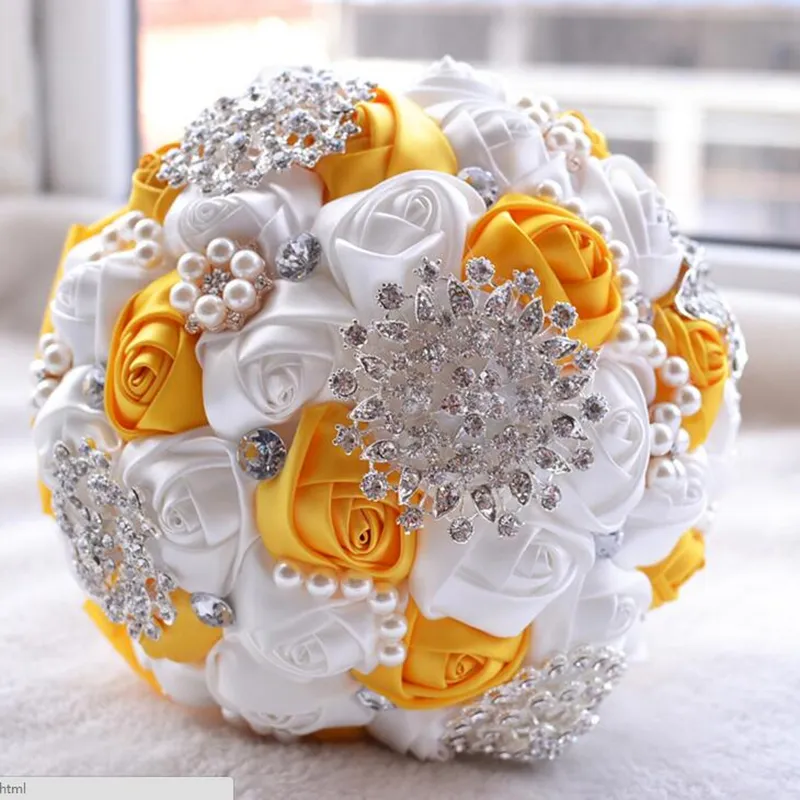 /lotArtificial Wedding Bouquets Hand made Flower Bridesmaid Crystal Bridal Bouquet de mariage 220408