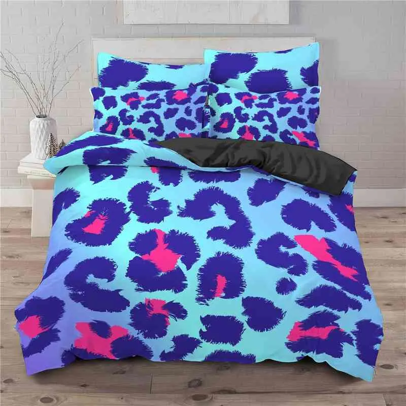 Leopard Print Duvet Cover Set King Size Africa Animal Bedding for Girls Boys Children Teen Colorful Twin Quilt