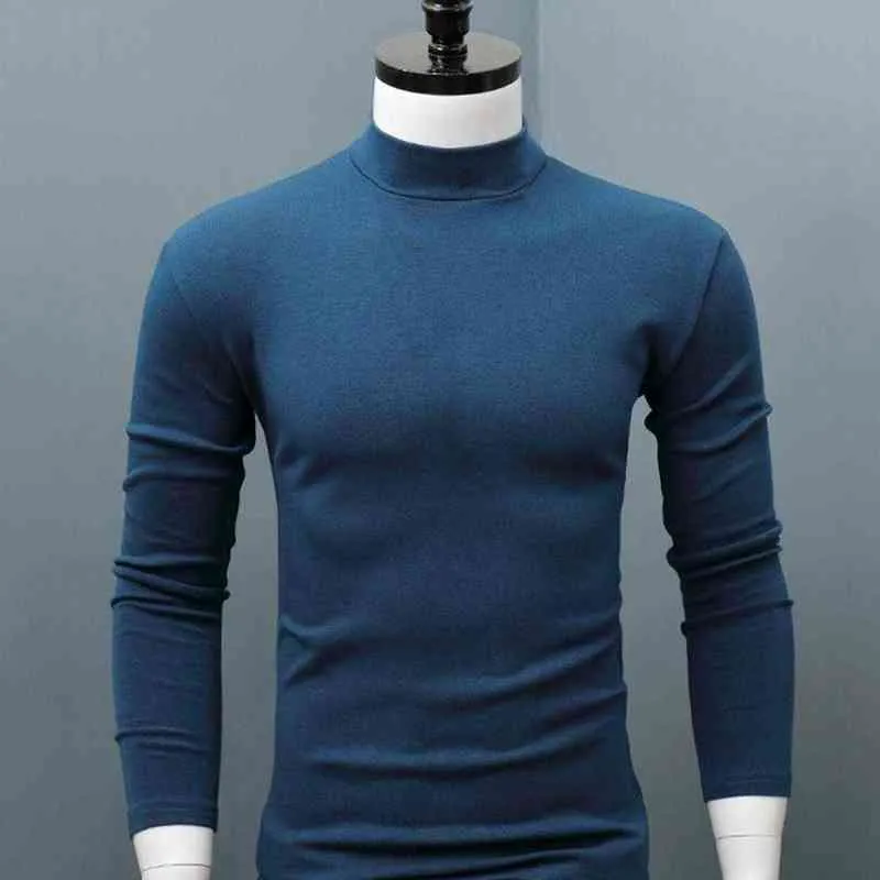 男性シャツのセーターソリッドカラーハーフハイカラーカジュアルスリムスリム長袖