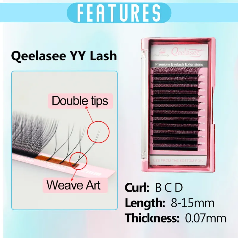 Qeelasee Yshape Lashes Handweven faux nerts yy wimpers super natuurlijke zachte vals wimperransplantatie Russische volume wimpers 220524