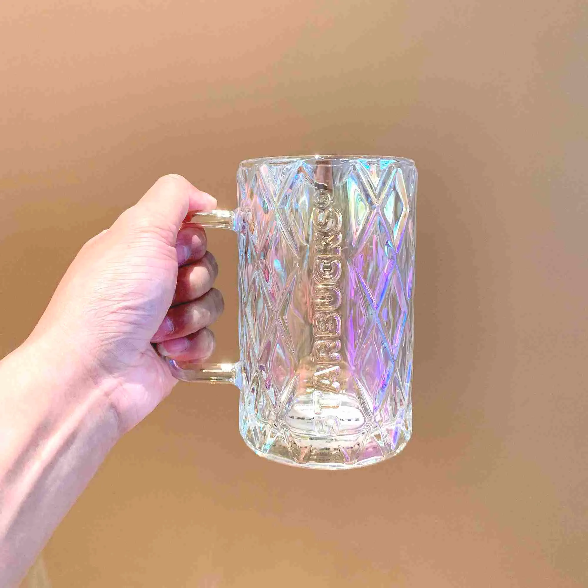 스타 벅스 컵 2021 여름 마술 컬러 리플 블루 퍼플 그라디언트 5 뾰족한 직선 바디 대용량 유리 물 컵