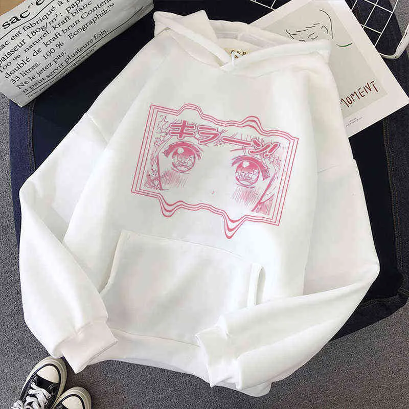 Y2k Abbigliamento invernale Ahegao Harajuku Felpa con cappuccio grafica Donna Anime Felpa oversize Moda coreana Estetica Top Felpe con cappuccio Y220803