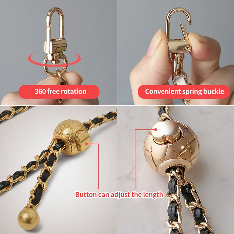 120cm Bag Adjustable Buttons Chains Belt Hardware Handbag Accessories Metal Bag Chain Strap Women Bags Belt Straps 220623