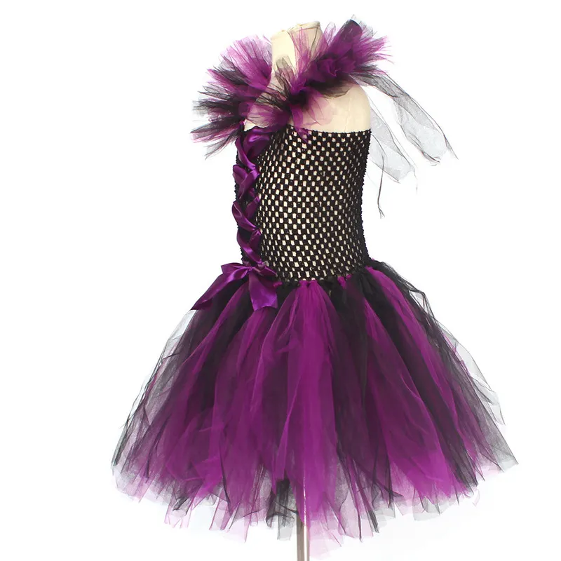 Särskilda tillfällen Halloween Girls Witch Costume Carnival Party Children Dress Up Kids Purple Ghost Bat Mesh Tulle Tutu 220826