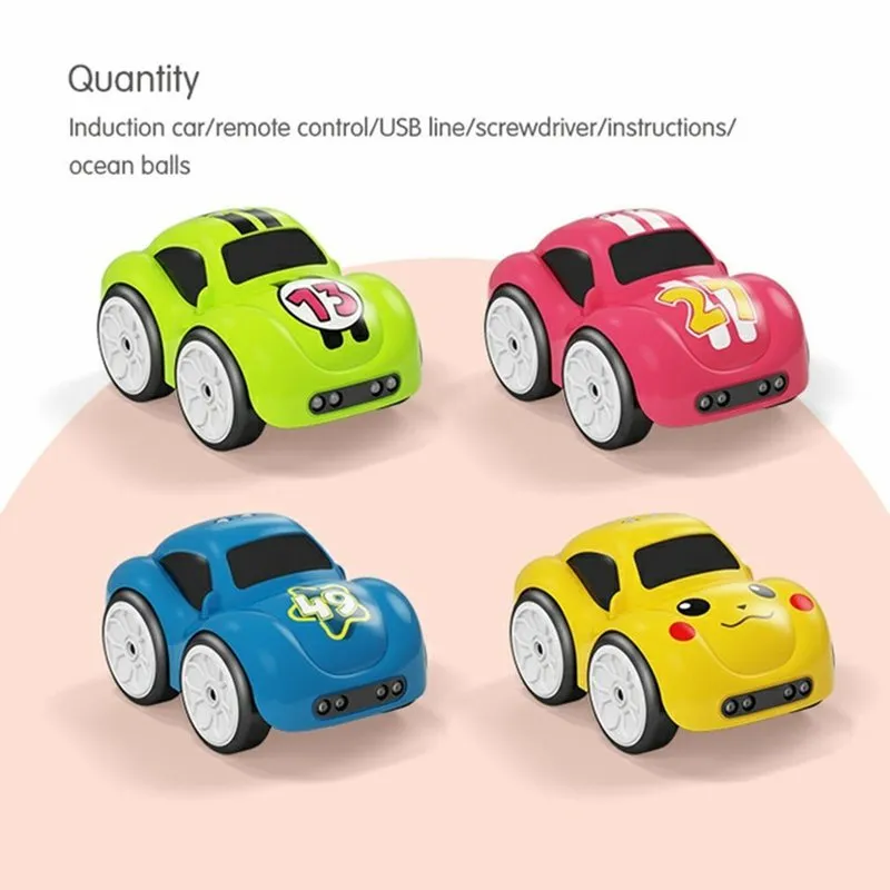 RC Intelligent Sensor Remote Control Cartoon Mini Car R Controlled Electric Mode Smart Music Light Toys for Children 220429