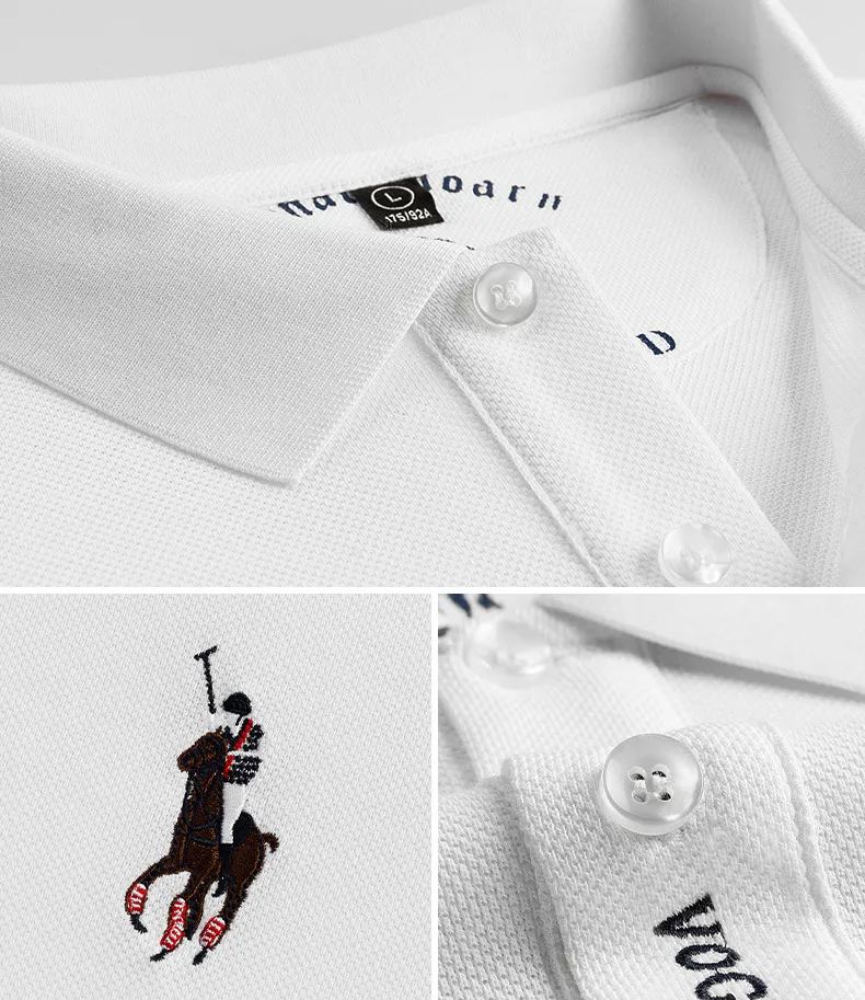 T shirt for men Men's Fall Spot Cotton Embroidery Fit Long-sleeved Fashion Men's Business Polo Shirt - 220402