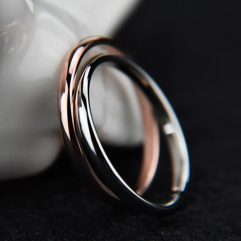 Letdiffery Smooth Stainless Steel Couple Rings Gold Simple 4MM Women Men Lovers Wedding Jewelry Engagement Gifts 220719