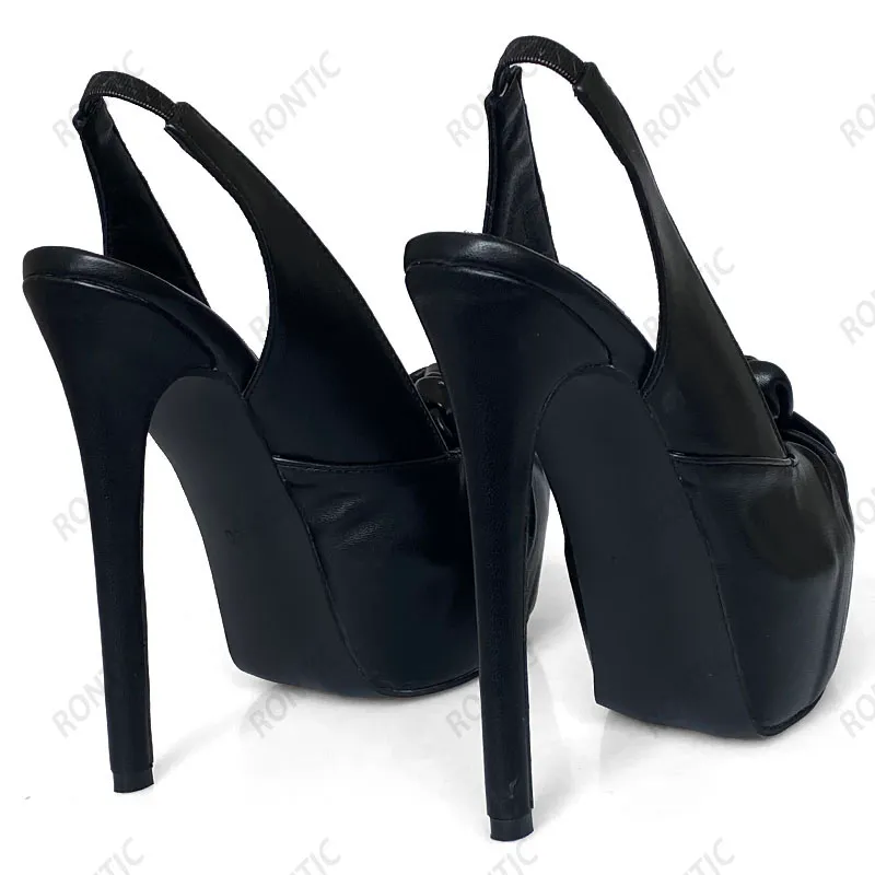 RONTIC 2022 Handgemaakte vrouwen Zomer Sandalen Sexy Stiletto Hakken Peep Toe Elegant Zwart Wit Rode Jurk Schoenen Dames Dames Maat 5-20