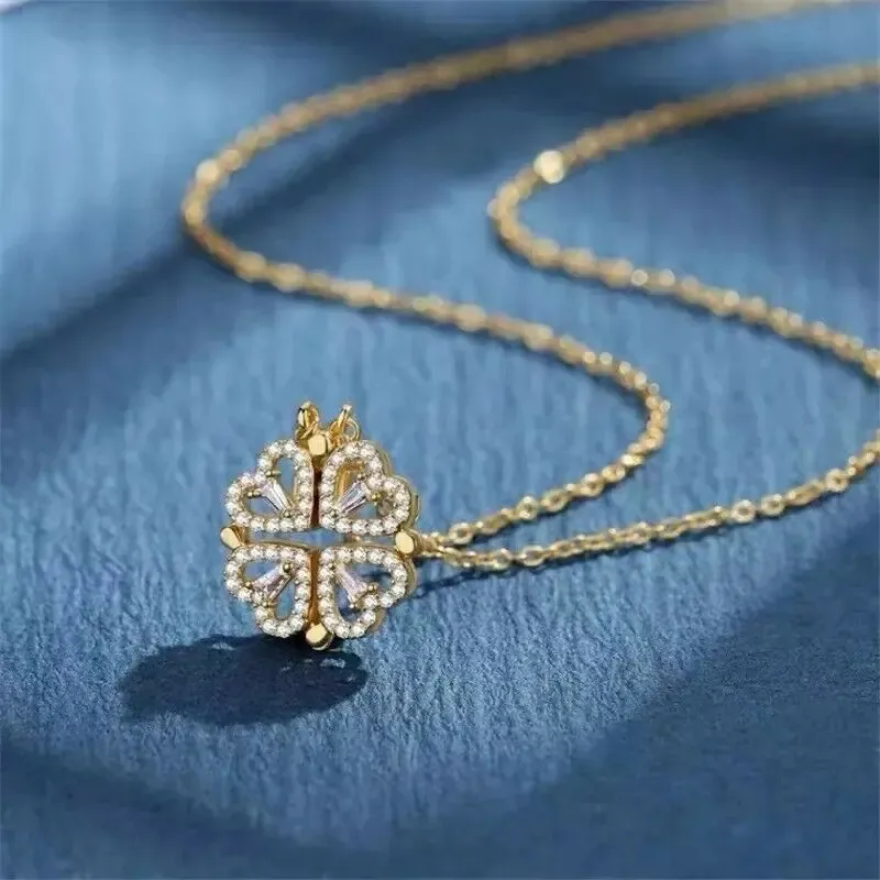 Glücksblatt-Halskette für Damen, Grasmagnet, zieht leichte Luxus-Accessoires-Anhänger, High-End-Sinn, eine weitere Schlüsselbeinkette an4081872