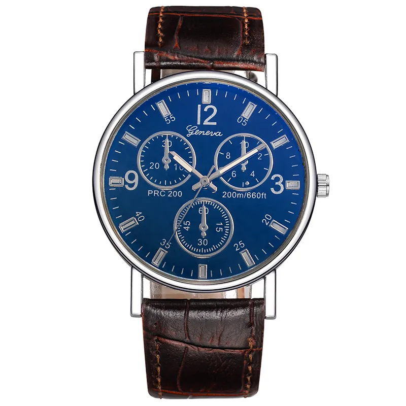Tre ögon Flat Watch Quartz Classic Fashion Mens Wristwatch323k