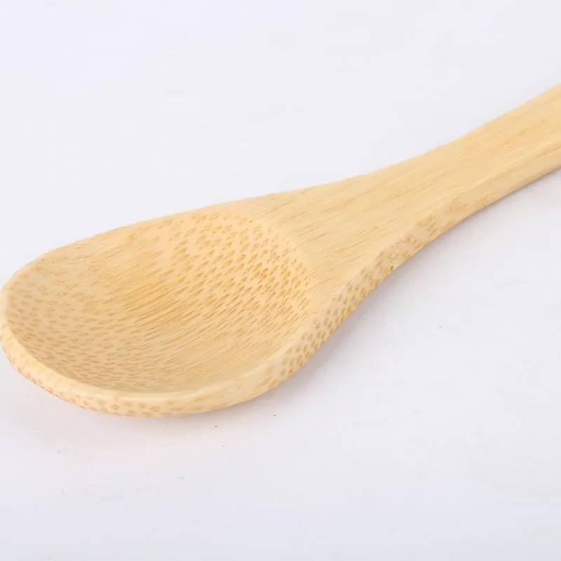 13 cm rund bambu träsked tete te kaffe honung sked sked omrörare blandar matlagningsverktyg catering kök redskap sxaug06