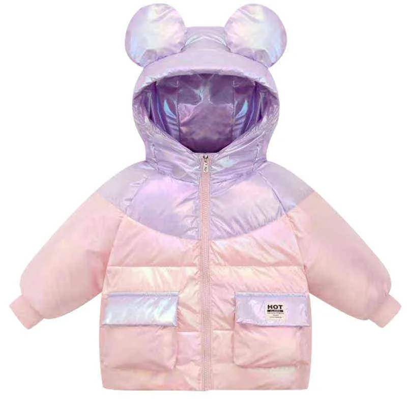 White Duck Down Children Cotton Quilted Jacket 2021 Winter New Children Down Jacket Bright Face Hooded Boys And Girls Jacket J220718