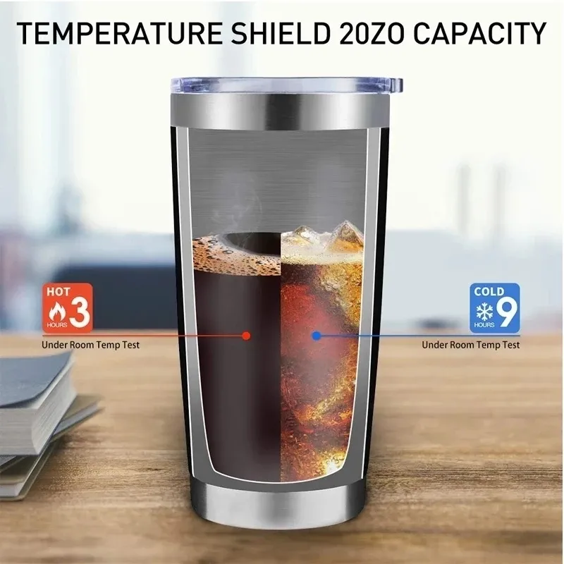 Bicchieri da birra termici personalizzati da 20 OZ Bicchieri da birra isolati sotto vuoto in acciaio inossidabile con coperchio Bottiglia d'acqua tazza da caffè auto 220704