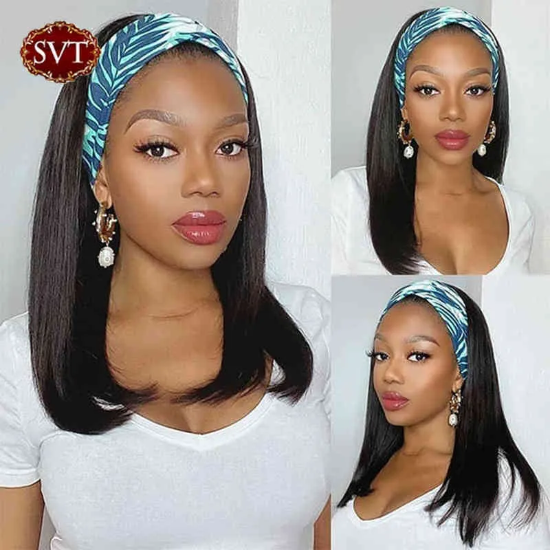 SVT Bob Band Band Wig Human Hair Wigs para mulheres negras sem glueless Natural Perurian barato curto 220609