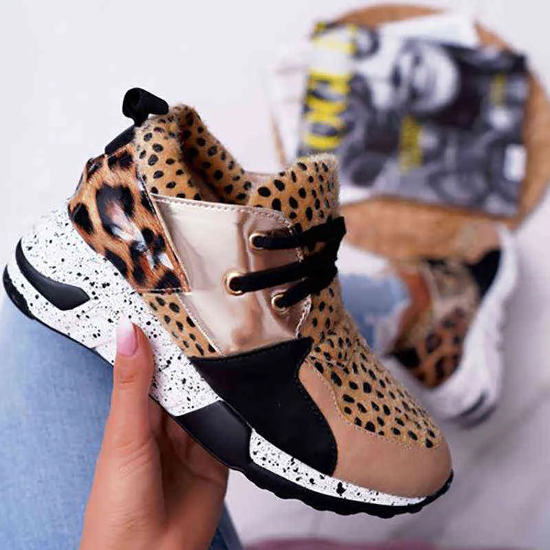 2021 Summer New Sneakers Women Shoes Leopard Mesh Breath Ladies Running Sneakers Bling Sapatos femininos Mix Platform Footwear G220629