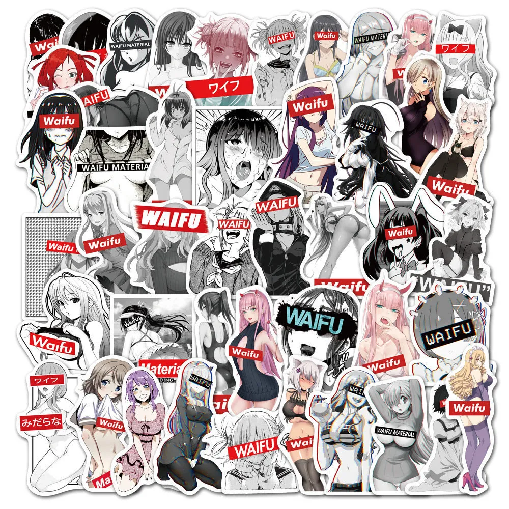 Adesivo impermeabile 50 pezzi Anime Waifu Adesivi Collezioni Hentai Sexy Girl Graffiti Decalcomanie laptop Bottiglia d'acqua Parete di casa Adulto1167818