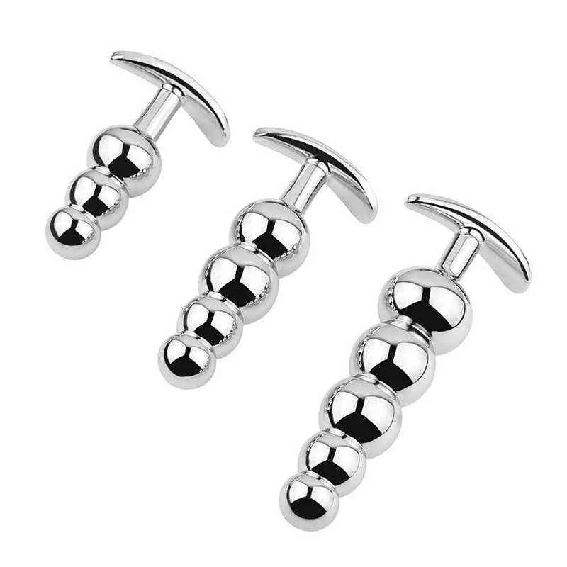 Nxy Anal Toys High Quality Aluminum Alloy set Handle Plug Butt Expansion Male and Female Masturbator g Spot Pull Bead Orgasm 220420