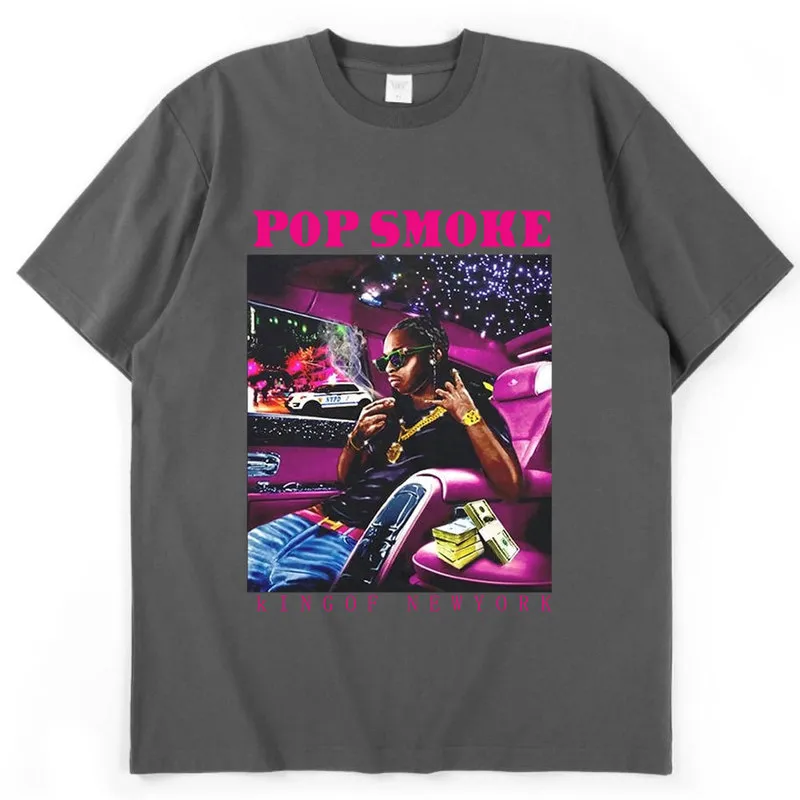 Vintage Cool Rap Pop Smoke hombres mujeres camiseta de gran tamaño Casual cuello redondo Hip Hop manga corta camiseta Streetwear hombres camiseta 220608