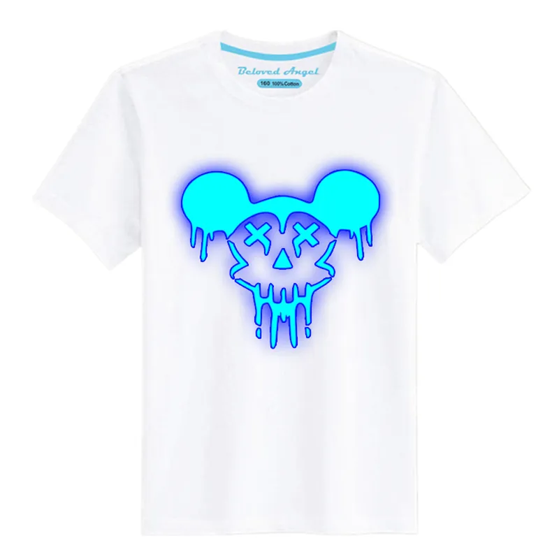 Children Clothing Boys Girls T Shirts Summer Short Sleeve Tees Music Luminous Hip Hop Punk Rock Tshirt Kids Tops Round Neck 220608