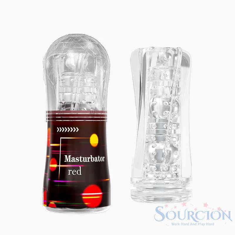 NXY Sex Män Masturbators Sourcion Crystal Male Vuxen Toy för Air Sug Onani Cup Transparent produkt 0412