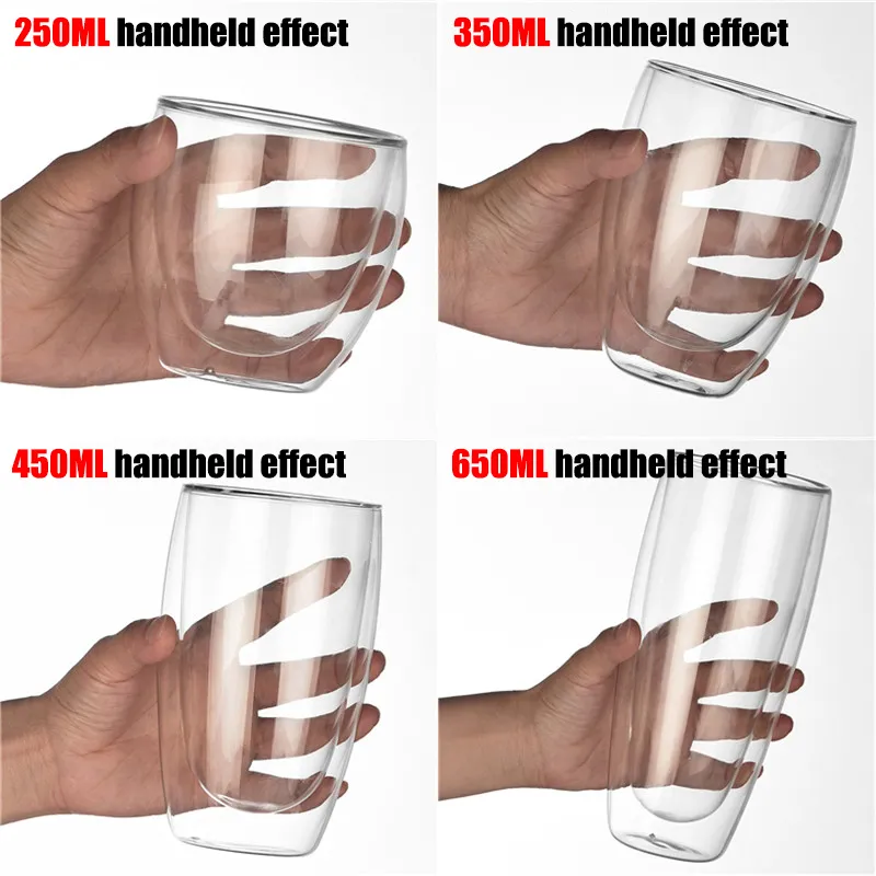 Double Wall High Borosilicate Glass Mug Heat Resistant Tea Milk Lemon Juice Coffee Water Cup Bar Drinkware Lover Gift Creativity 220714