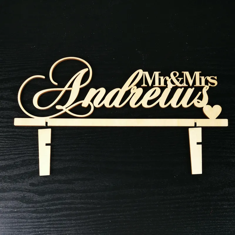 Personalizzato Personalizzato MrMrs Cognome Nome del tavolo Sweetheart Decorazione di nozze Forniture Segno di legno 220618